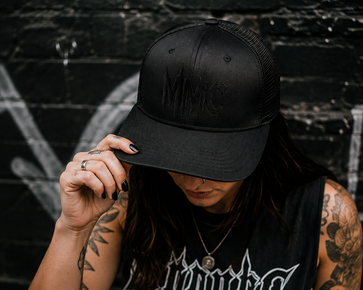 Metalcore Mums Club Drip Trucker Cap Black on Black